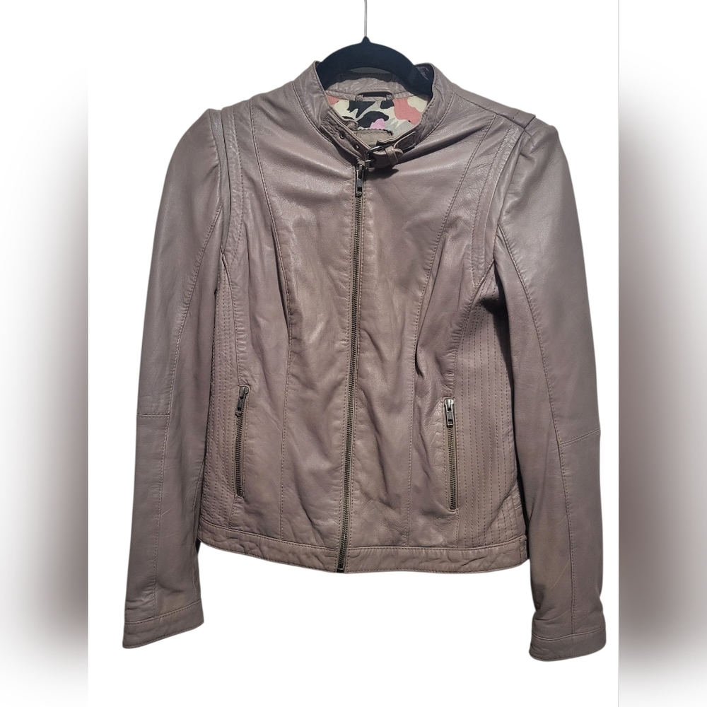 Naf Naf vintage Taupe Lambskin Leather Jacket